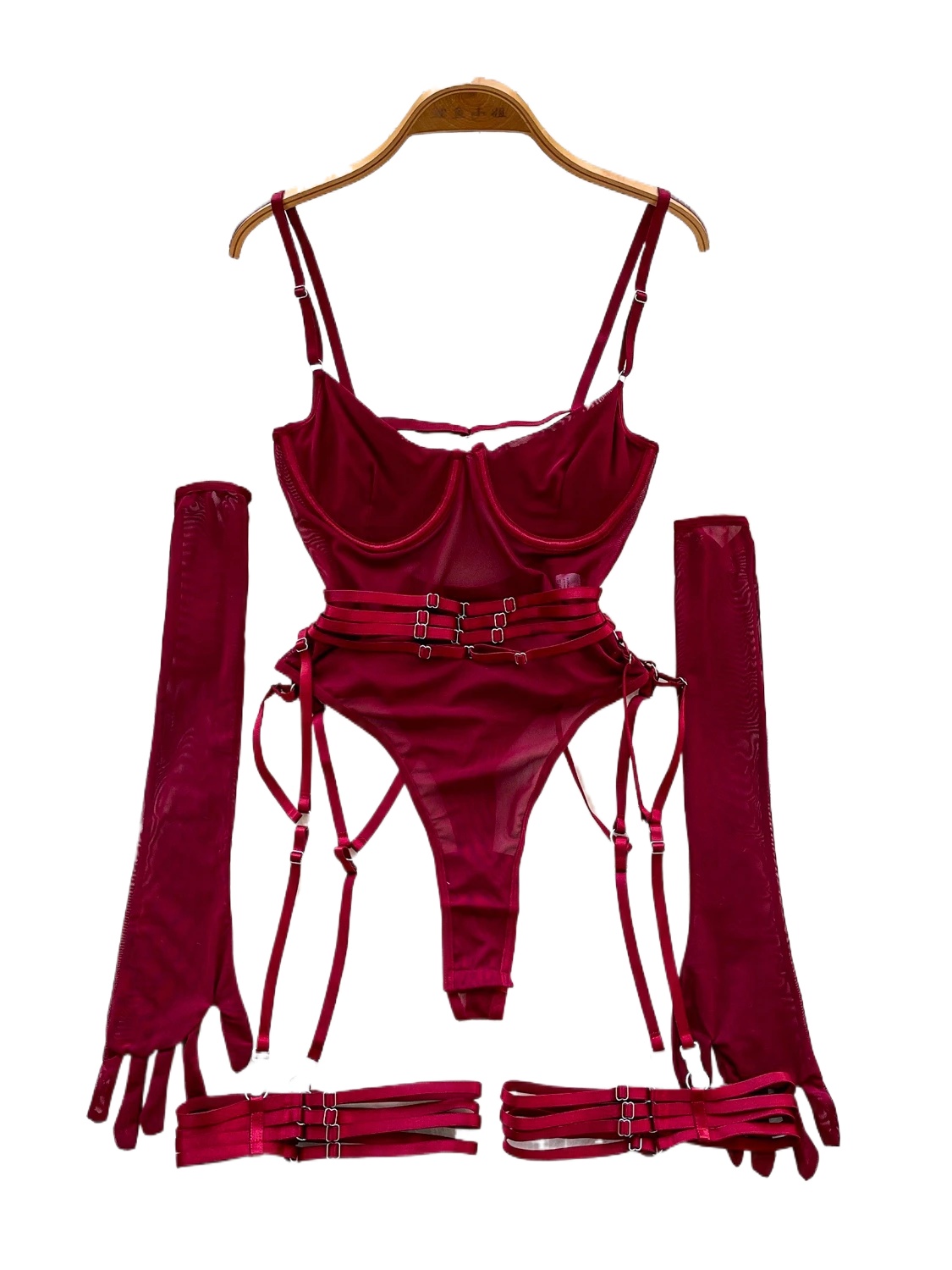 Garter Belt Set - Foamlina solide pure maille ensemble de