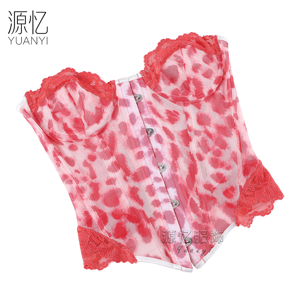Corset en dentelle rose à impr - Corset Waist Cinch avis et prix